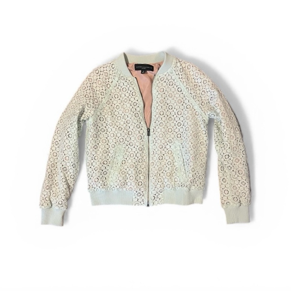 Victoria Beckham for Target Mint Green Lace Bomber Jacket Pastel Floral Small